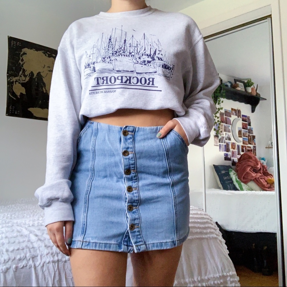 denim mini skirt